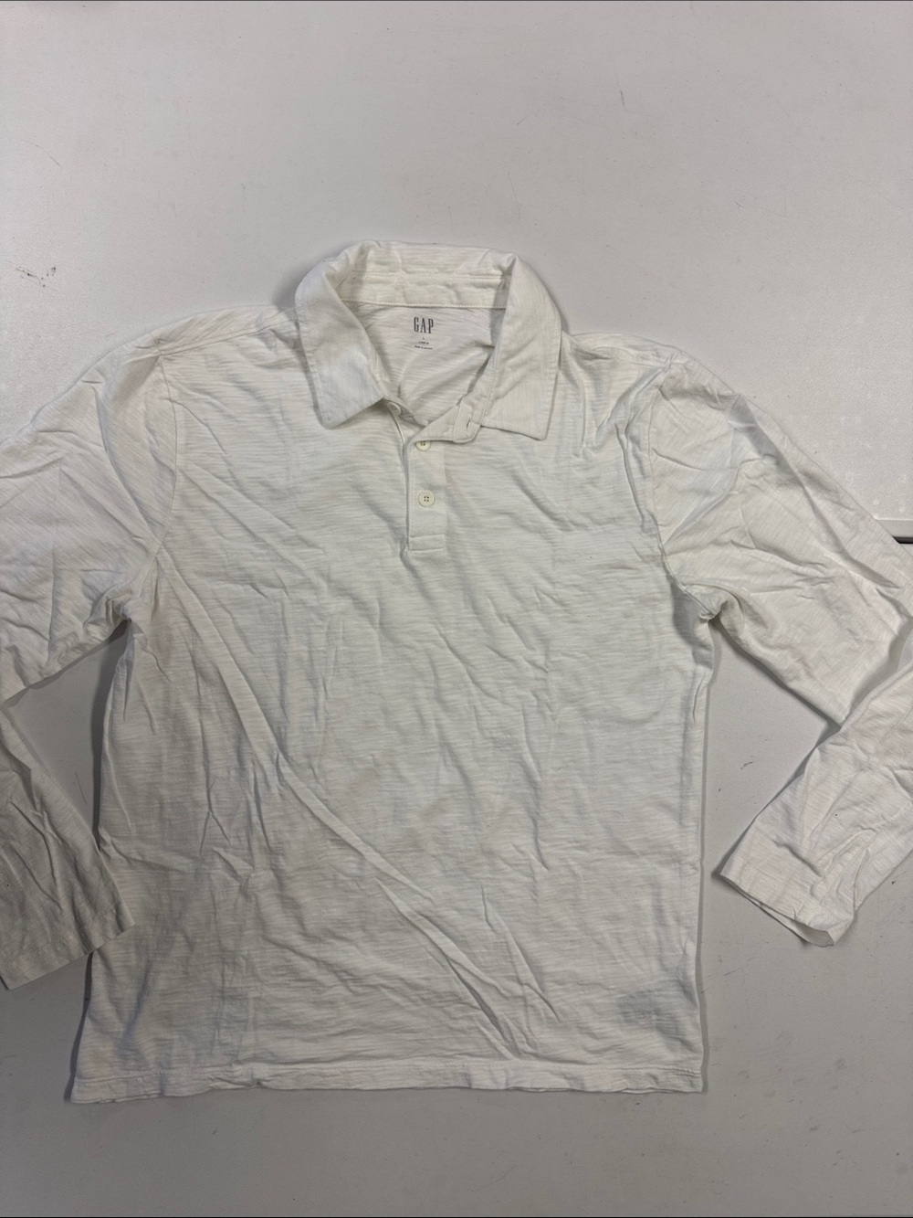 GAP Men's White Long-Sleeve Polo Shirt